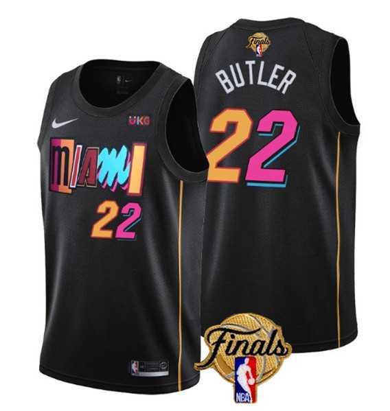 Mens Miami Heat #22 Jimmy Butler Black 2023 Finals City Edition Stitched Basketball Jersey Dzhi